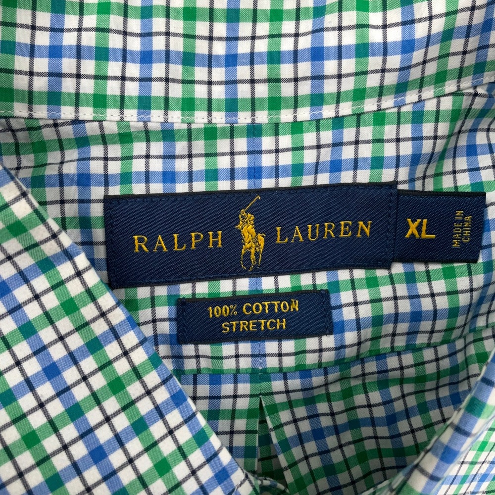 Ralph Lauren Shirt Men XLarge Blue Green Plaid Check Button Down Stretch Cotton - Picture 3 of 9